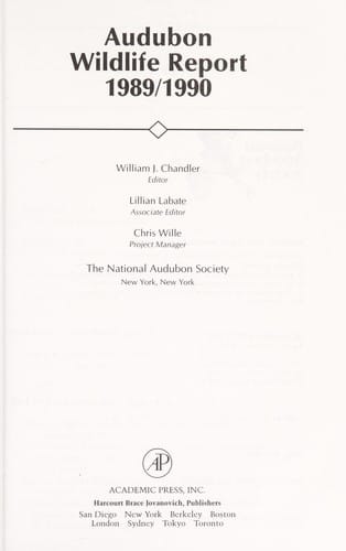 Audubon Wildlife Report, 1989/1990