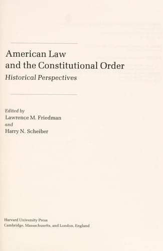 American law and the constitutional order