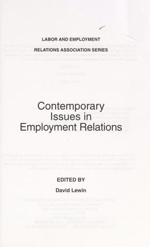 Contemporary issues in employment relations