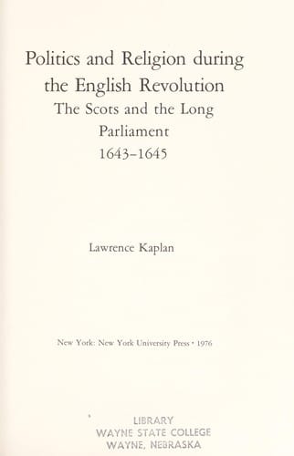 Politics and religion during the English Revolution
