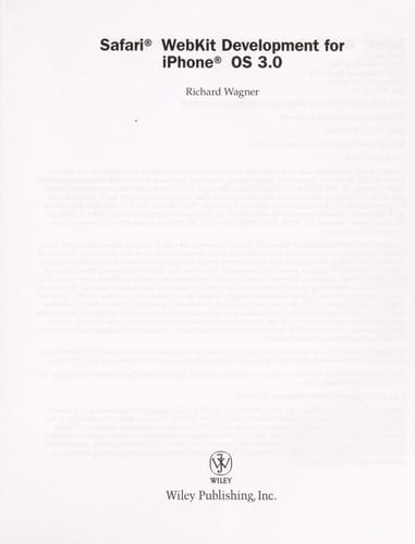 Safari® and WebKit Development for iPhone® OS 3.0