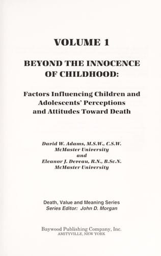 Helping children and adolescents cope with death and bereavement