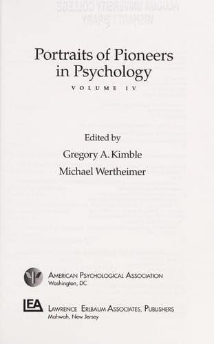 Portraits of pioneers in psychology