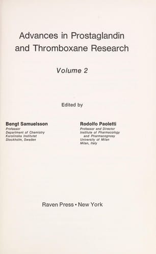 Advances in prostaglandin and thromboxane research