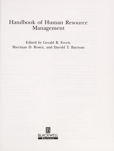 Handbook of human resource management