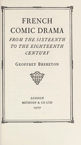 French comic drama from the sixteenth to the eighteenth century