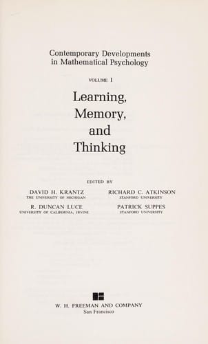 Contemporary developments in mathematical psychology