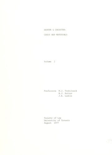 Debtor and creditor, cases and materials