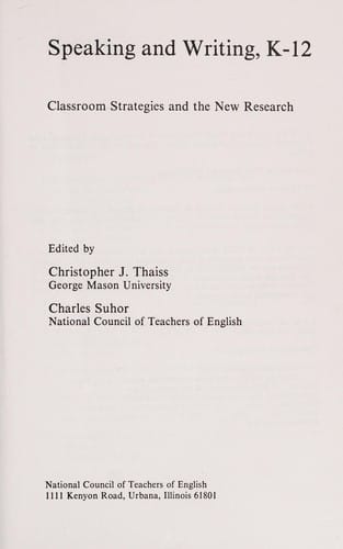 Speaking and Writing, K-12