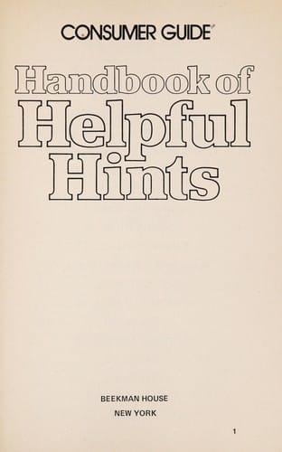 Handbook of helpful hints