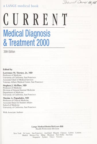 Current medical diagnosis & treatment, 2000