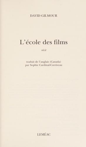L'école des films
