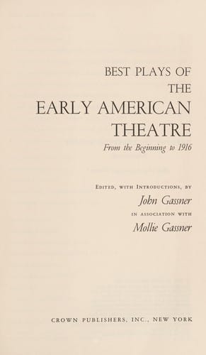 Best plays of the early American theatre