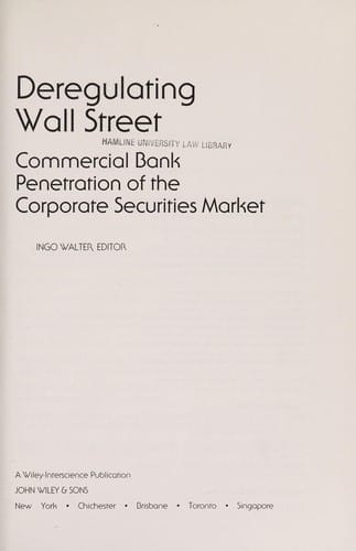 Deregulating Wall Street