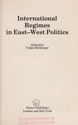 International regimes in East-West politics