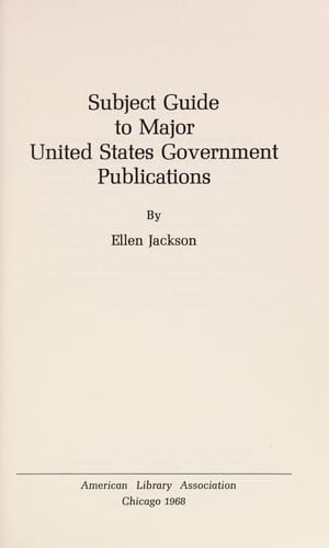 Subject guide to major United States government publications