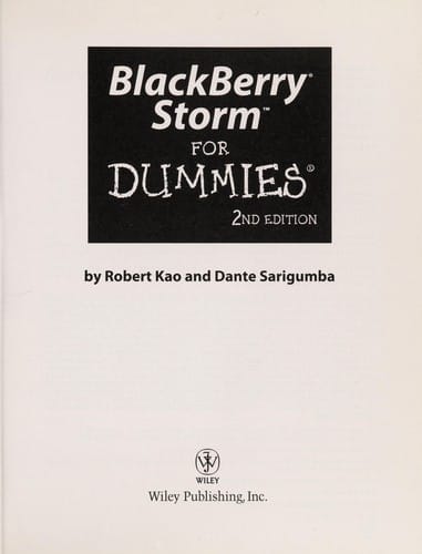 BlackBerry Storm for dummies