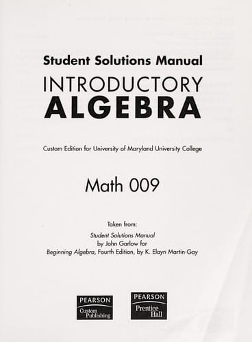 Student solutions manual introductory algebra