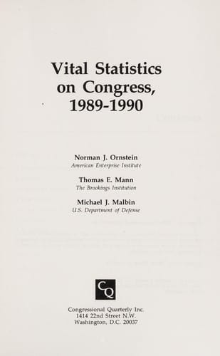 Vital statistics on Congress, 1989-1990