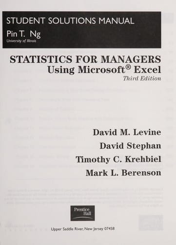Statistics for managers using Microsoft Excel