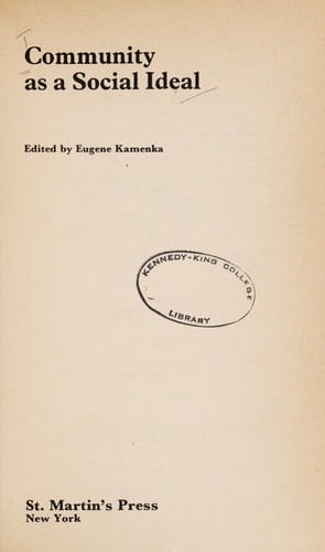 Community as a social ideal