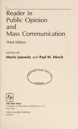 Reader in public opinion and mass communication