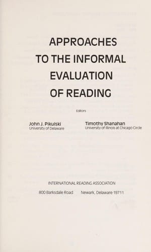Approaches to the informal evaluation of reading