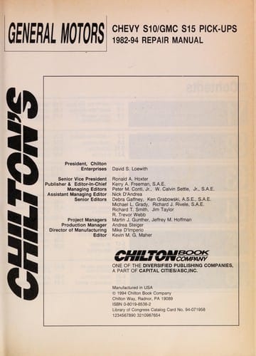 Chilton's General Motors Chevy S-10/GMC S15 pick-ups