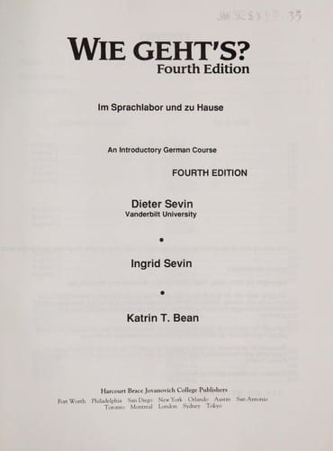 Wie geht's? fourth edition