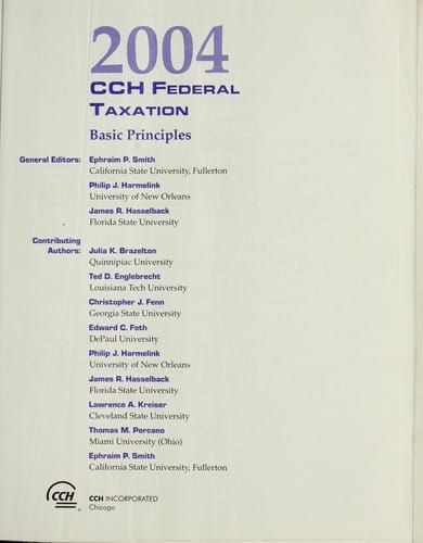 2004 CCH federal taxation : basic principles