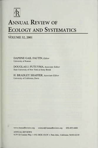 Annual review of ecology and systematics, 2001