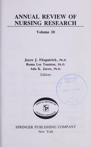 Annual review of nursing research : volume 10, 1992