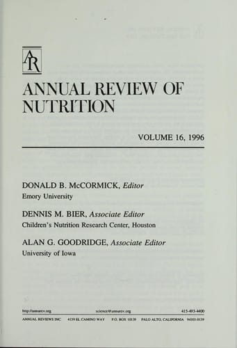 Annual review of nutrition