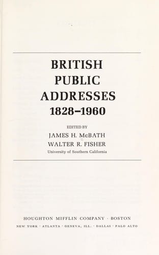 British public addresses, 1828-1960