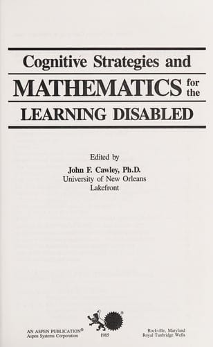 Cognitive strategies and mathematics for the learning disabled