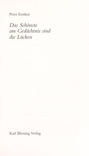 Das Sch onste am Ged achtnis sind die L ucken