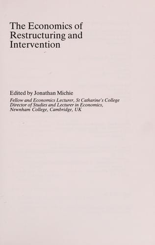 The Economics of restructuring and intervention
