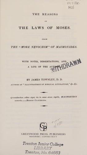 The reasons of the laws of Moses