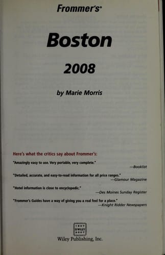 Frommer's Boston 2008