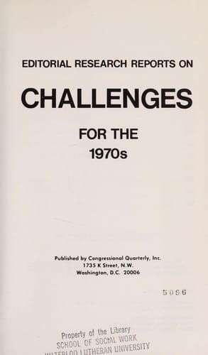 Editorial research reports on challenges for the 1970's