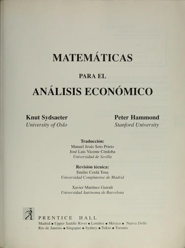 Matemáticas para el análisis económico [Texto impreso]