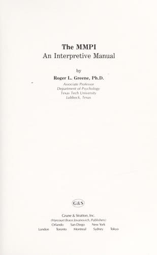 The MMPI : an interpretive manual