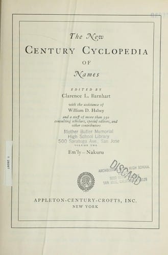 The New Century cyclopedia of names