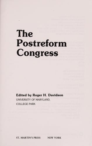 The Postreform Congress