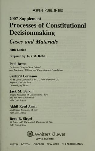Process of constitutional decisionmaking : cases and materials