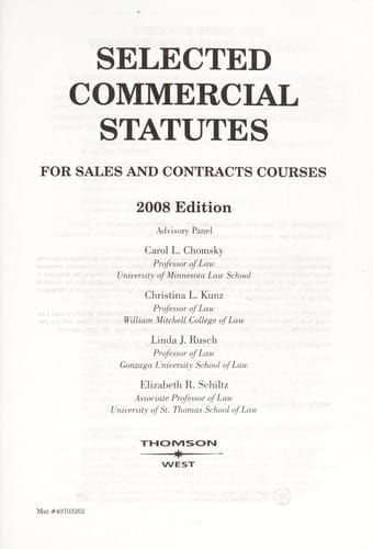 Selected commercial statutes for sales and contracts courses