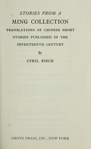 Stories from a Ming collection : translations of Chinese short stories published in the seventeenth century