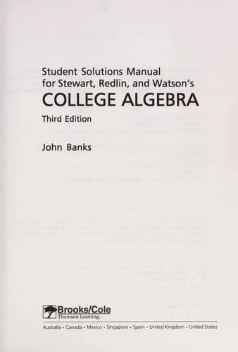 Student solutions manual for Stewart, Redlin, and Watson's College algebra