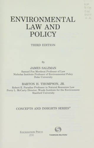 Environmental law and policy