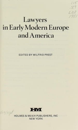 Lawyers in early modern Europe and America